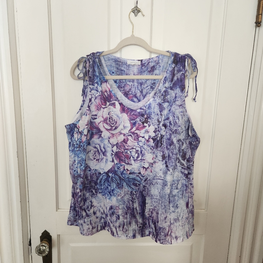 Women's 2X ruched shoulder tank by Concepts